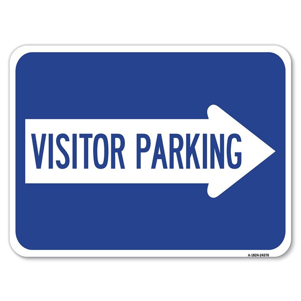 Signmission Visitor Parking W/ Right Arrow Heavy-Gauge Aluminum Rust Proof Parking Sign, 18" x 24", A-1824-24376 A-1824-24376 - main